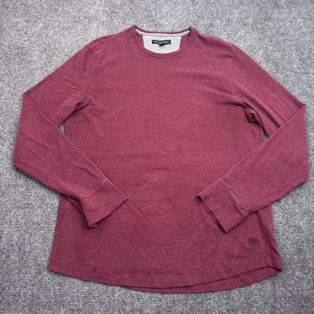 Banana Republic Heavyweight‎ T Shirt Mens Size Large Red Long Sleeve Crew Neck